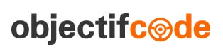 Objectif Code logo, black, orange, white